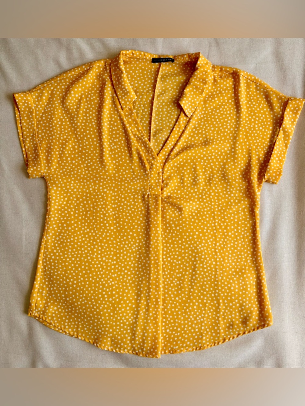 West Kei Yellow Polka Dot Short Sleeve Blouse